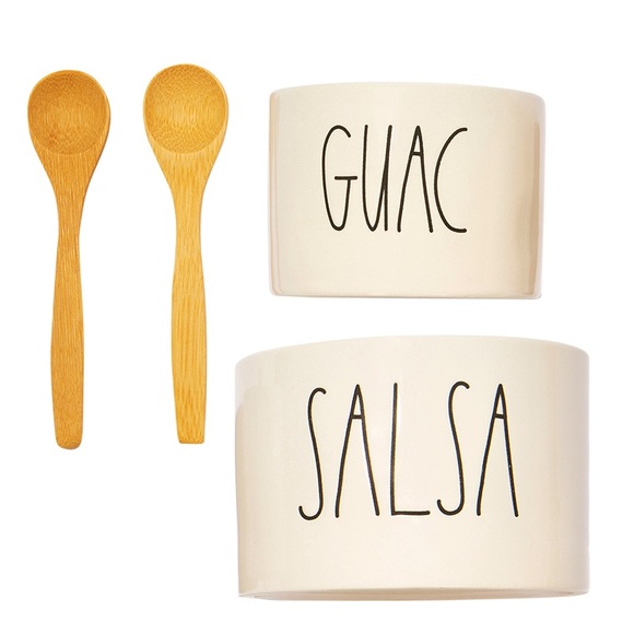 ✨HOST PICK!!✨🌸 RAE DUNN ARTISAN GUAC + SALSA SET WITH 2 BAMBOO SPOONS 🌸 - Picture 4 of 8